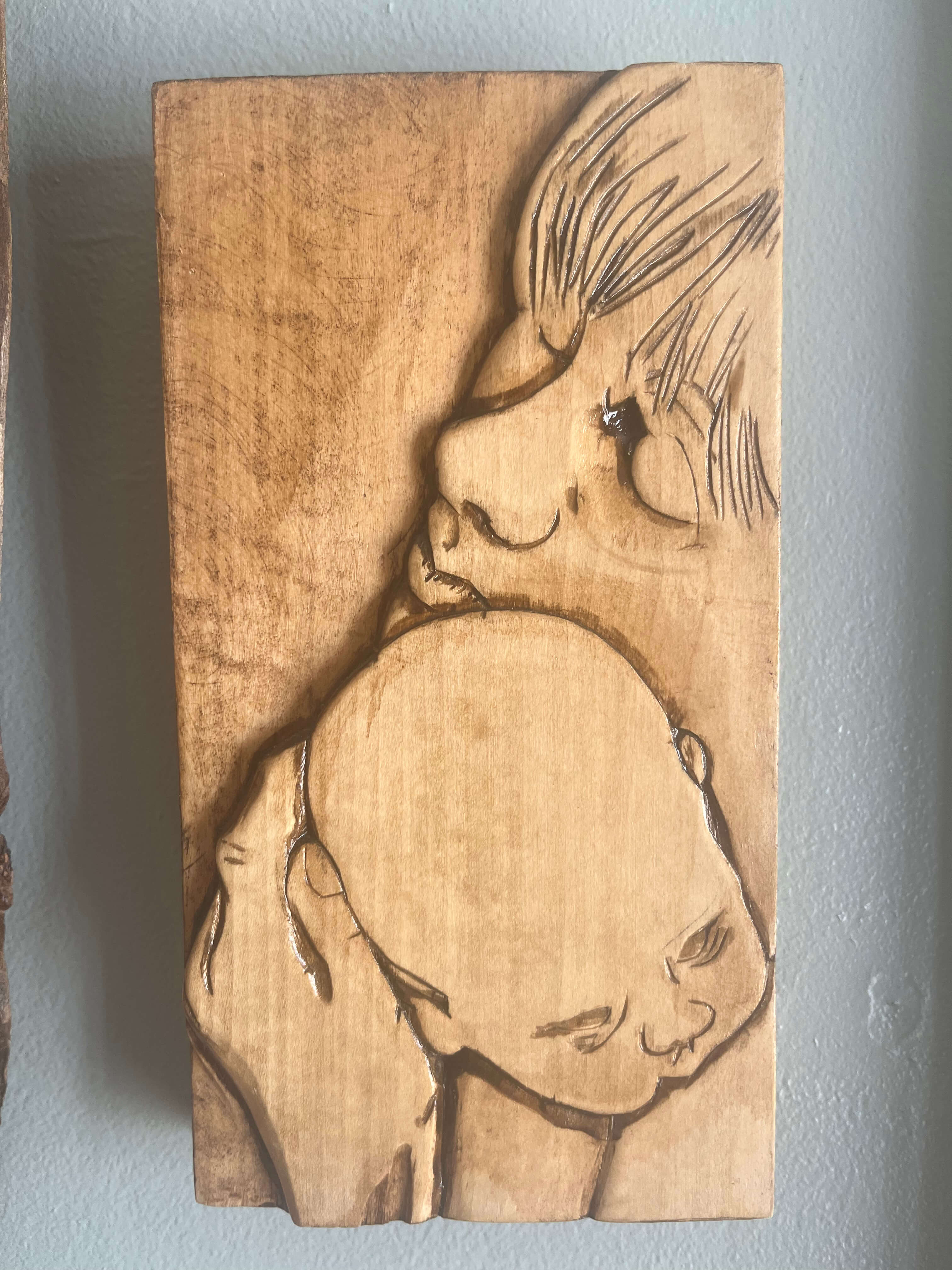 Mother and Baby wood carving